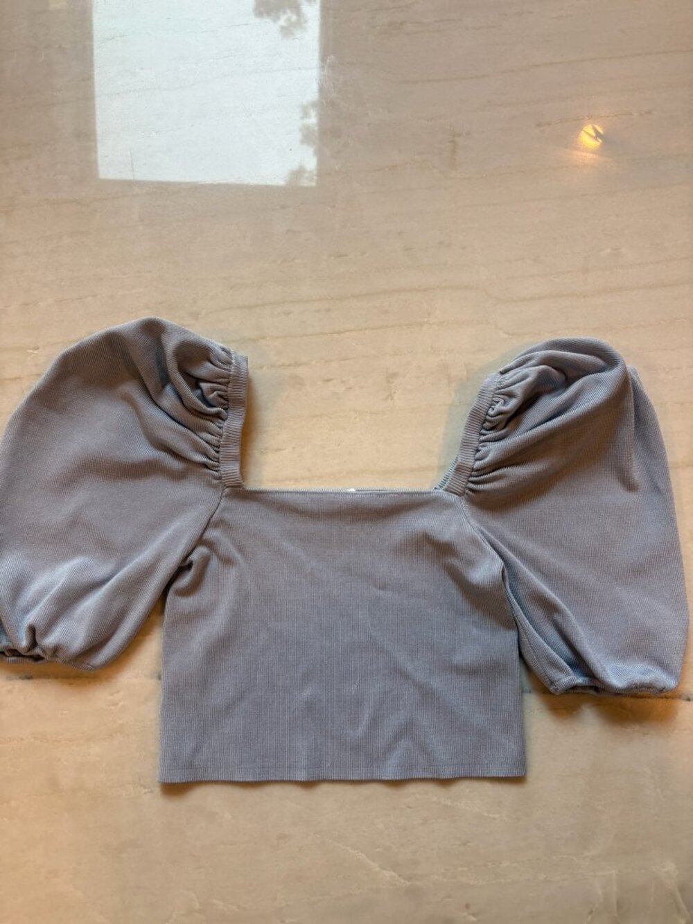 Zara Puff Sleeve Ribbed Crop Top